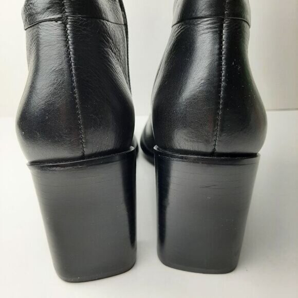 HUSH PUPPIES Waterproof Genuine Leather Square Toe Ankle Bootie Black Sz 5.5 M - Picture 6 of 14